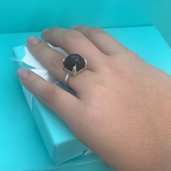 Tiffany & Co Large Sugar Stack Ring Black Onyx Paloma Picasso Stone  12mm size 5 - Picture 13 of 14